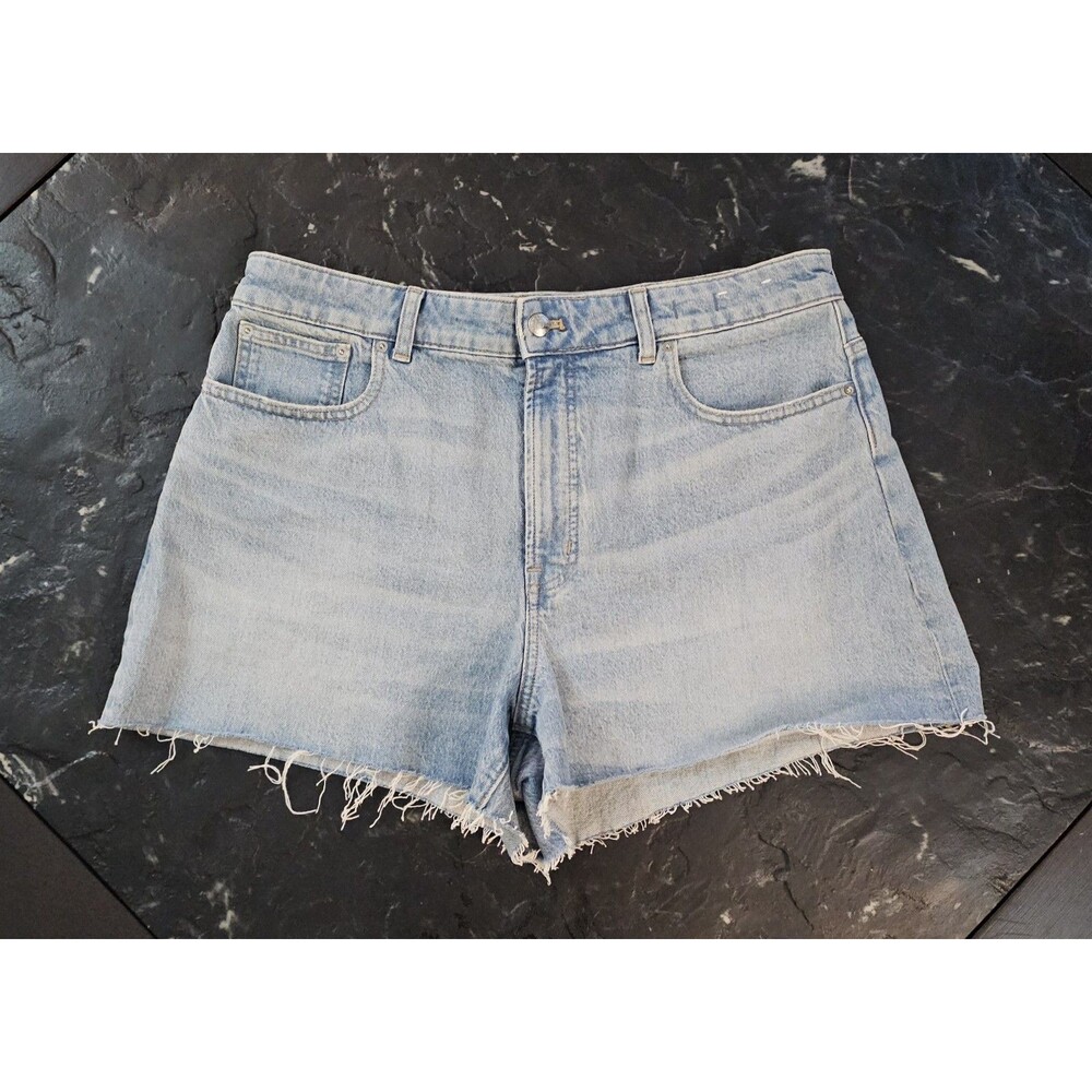 Madewell The Curvy Perfect Jean Shorts Womens 32 Light Wash High Rise Raw Hem